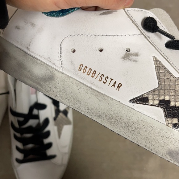 SnakeSkin Golden Goose Superstar with Blue Glitter - Picture 3 of 3